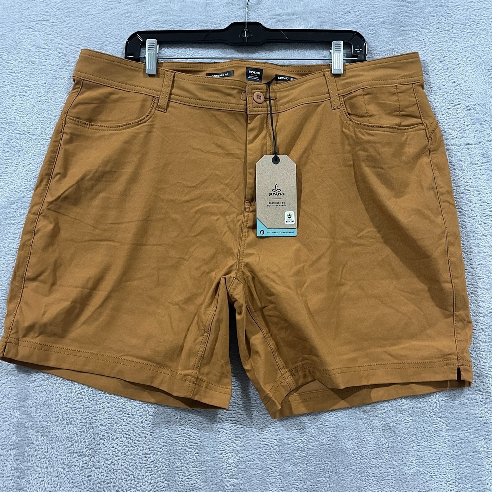 Prana Halle Plus II Shorts Womens 18W Brown Standard Fit Moisture Wicking Hiking